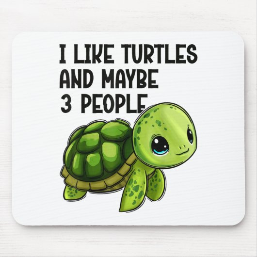 I Like Turtles And Maybe Three People Funny Retro  Mousepad (Vorne)