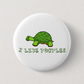 I Like Turtles Green Cute Button (Vorderseite)