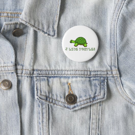 I Like Turtles Green Cute Button (Beispiel)