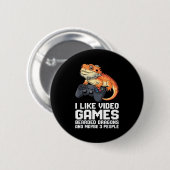 I Like Video Games Bearded Dragon Gamer Introvert Button (Vorne & Hinten)