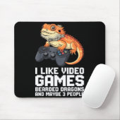 I Like Video Games Bearded Dragon Gamer Introvert  Mousepad (Mit Mouse)