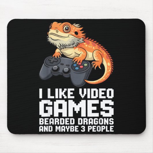 I Like Video Games Bearded Dragon Gamer Introvert  Mousepad (Vorne)