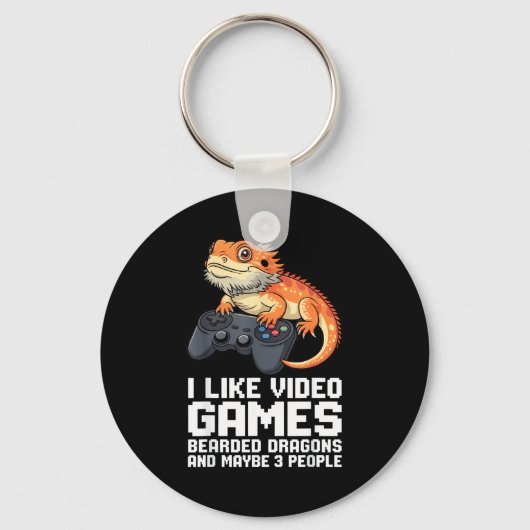 I Like Video Games Bearded Dragon Gamer Introvert Schlüsselanhänger (Vorderseite)