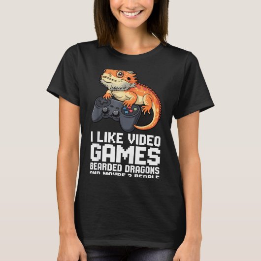 I Like Video Games Bearded Dragon Gamer Introvert  T-Shirt (Vorderseite)