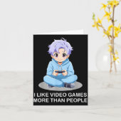 I Like Video Games More Than People Funny Gamer An Karte (Gelbe Blume)