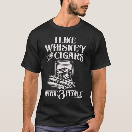 I Like Whiskey And Cigars Funny Monkey T-Shirt (Vorderseite)