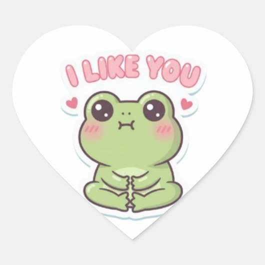 I Like You Frog Sticker Cute Shy Frog Romantic Kaw (Vorderseite)