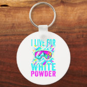I Live For White Wder 80s 90s Retro Skiing Snowboa Schlüsselanhänger (Vorderseite)