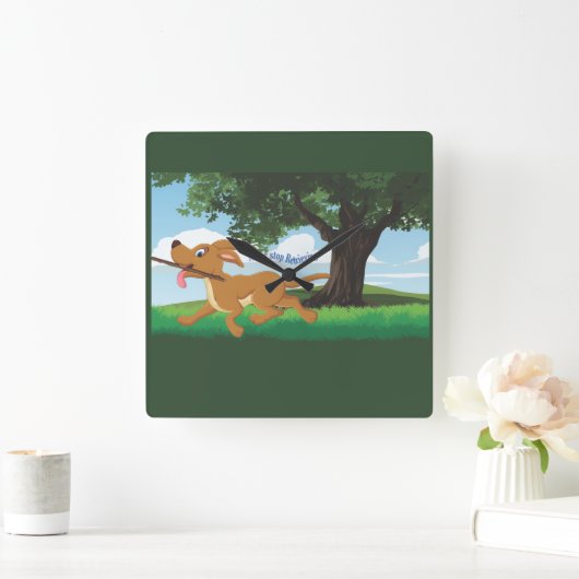 I Live to retrieve Quadratische Wanduhr (Zuhause)