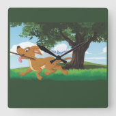 I Live to retrieve Quadratische Wanduhr (Vorderseite)