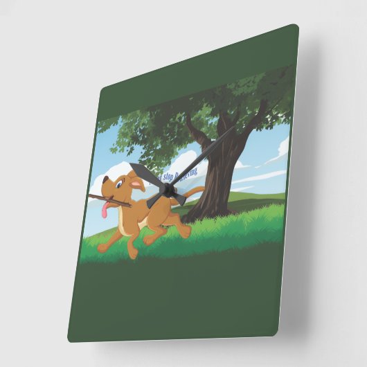 I Live to retrieve Quadratische Wanduhr (Winkel)