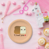 I Loaf You Kawaii Brot Funny Cartoon Food Puff Pappteller (Party)