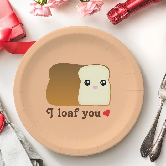 I Loaf You Kawaii Brot Funny Cartoon Food Puff Pappteller