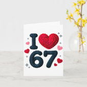 I Love 67 Cute Cozy 67 Knitted Yarn Pattern 67 Mem Karte (Gelbe Blume)