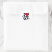 I Love 67 Cute Cozy 67 Knitted Yarn Pattern 67 Mem Runder Aufkleber (Tasche)