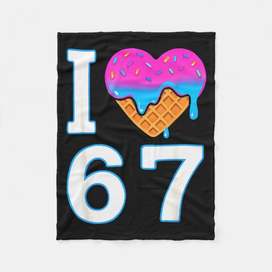 I Love 67 Meme Heart 6 7 Merch Stuff Six Seven Ice Fleecedecke (Vorderseite)