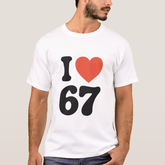 I Love 67 Retro Heart T-Shirt (Vorderseite)