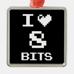I Love 8 Bits, gamer geek design Ornament Aus Metall