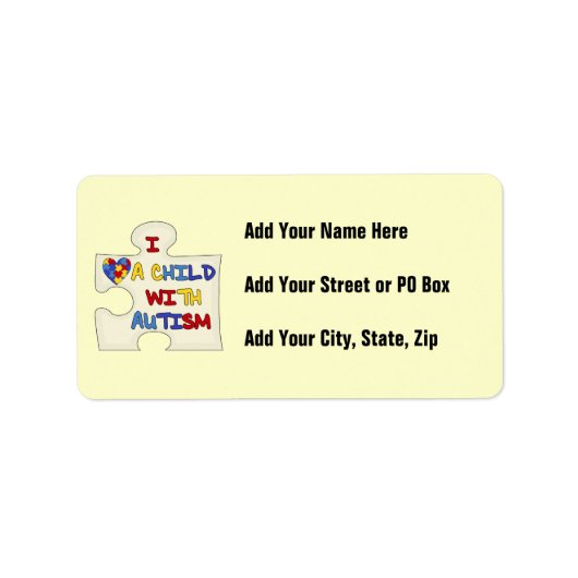 I love a Child With Autism Adressaufkleber (Vorne)