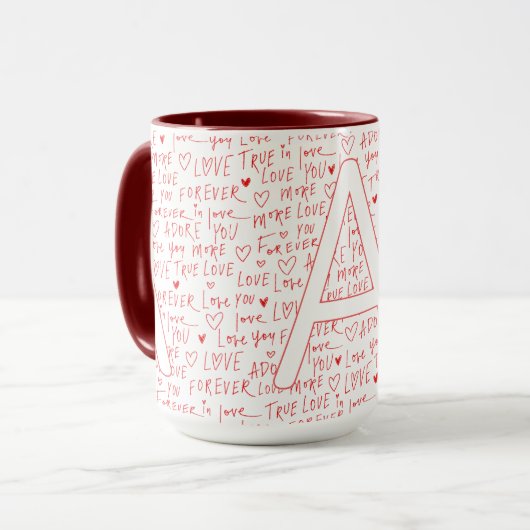 I Love A You — Personalized Initial “A” Romantic D Tasse (Vorderseite Links)