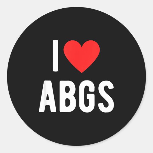 I Love Abgs Cute Heart Graphic Valentines Day  Runder Aufkleber (Vorderseite)
