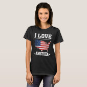 I Love America US Map Flag Patriotic American 4th T-Shirt (Vorne ganz)