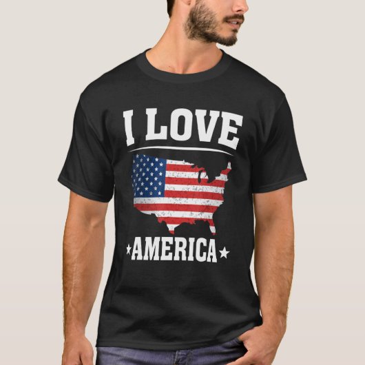 I Love America US Map Flag Patriotic American 4th T-Shirt (Vorderseite)