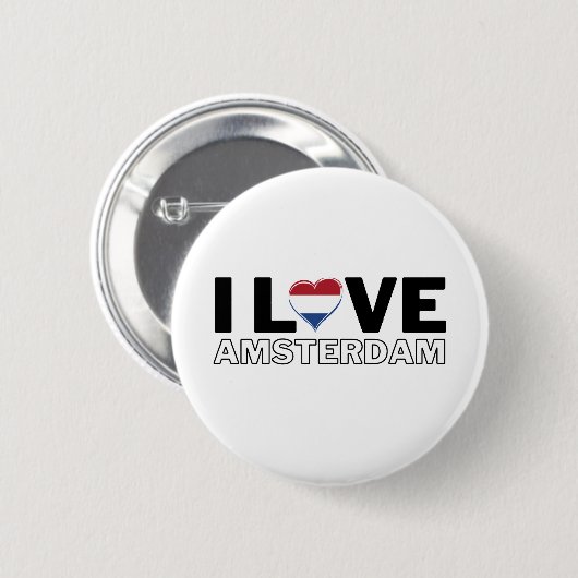 I LOVE AMSTERDAM - For real Amsterdam! Button (Vorne & Hinten)