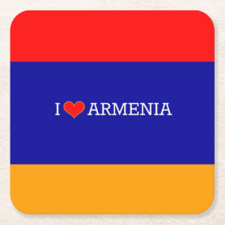 I Love Armenia, flag of Armenia Rechteckiger Pappuntersetzer