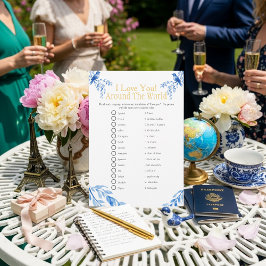 I love around the world blue Bridal shower game Einladung