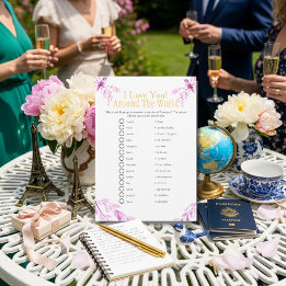 I love around the world Pink Bridal shower game Einladung