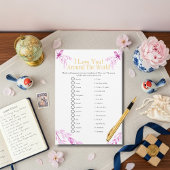 I love around the world Pink Bridal shower game Einladung