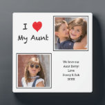 I Love Aunt 2 Foto Platte Fotoplatte<br><div class="desc">Make any chance special with this customizable Foto Plakette! You can use the 'Persalize this template' link to change the fotos and edit the text. Das Foto von Options are set to the fill the entire area of the square shown. Share your memories and create something unique for many years...</div>