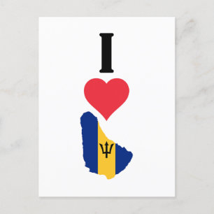 I Love Barbados Vertical I Heart Country Flag Map Postkarte