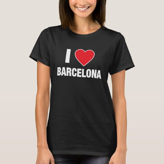 I LOVE BARCELONA City in Spain with Red Love Heart T-Shirt (Vorderseite)