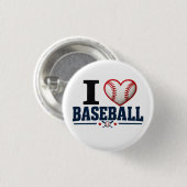 I Love Baseball Fan & Team Spirit Button Design (Vorne & Hinten)