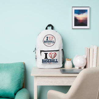 I Love Baseball Player & Baseball Fan Design Bedruckter Rucksack