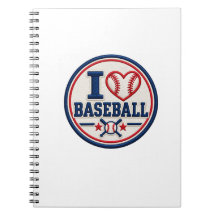 I Love Baseball Red White Navy Sports Heart