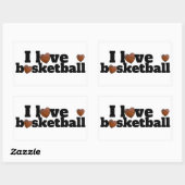 I Love Basketball bold black and white text design Rechteckiger Aufkleber (Blatt)