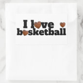 I Love Basketball bold black and white text design Rechteckiger Aufkleber (Tasche)