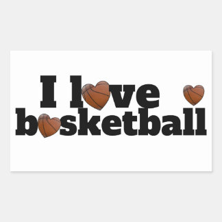 I Love Basketball bold black and white text design Rechteckiger Aufkleber
