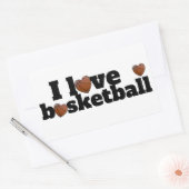 I Love Basketball bold black and white text design Rechteckiger Aufkleber (Umschlag)