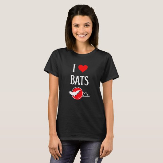I Love Bats I Heart Bats Vampire Bat lover Chiropt T-Shirt (Vorne ganz)