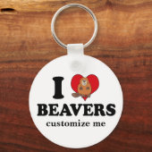 I Love Beavers Funny Custom Schlüsselanhänger (Rückseite)