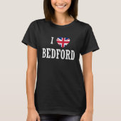 I Love Bedford England Union Jack Flag Heart Engli T-Shirt (Vorderseite)