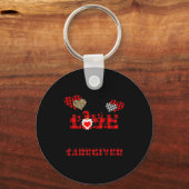 I Love Being A Caregiver Flannel Gift Valentine's  Schlüsselanhänger (Vorderseite)