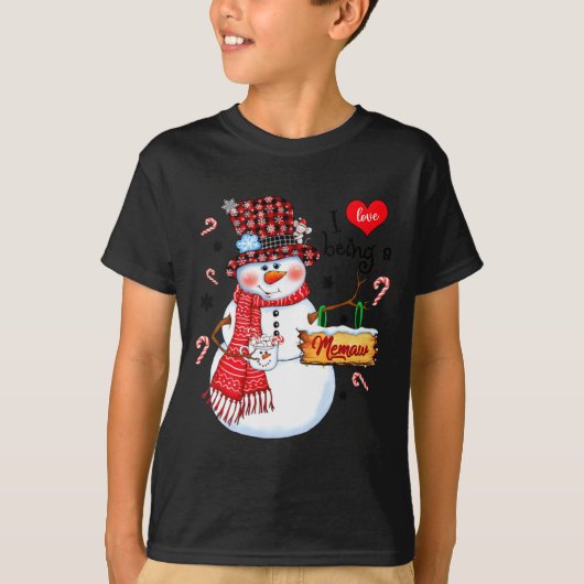 I Love Being A Memaw Snowman Xmas Happy New Merry T-Shirt (Vorderseite)