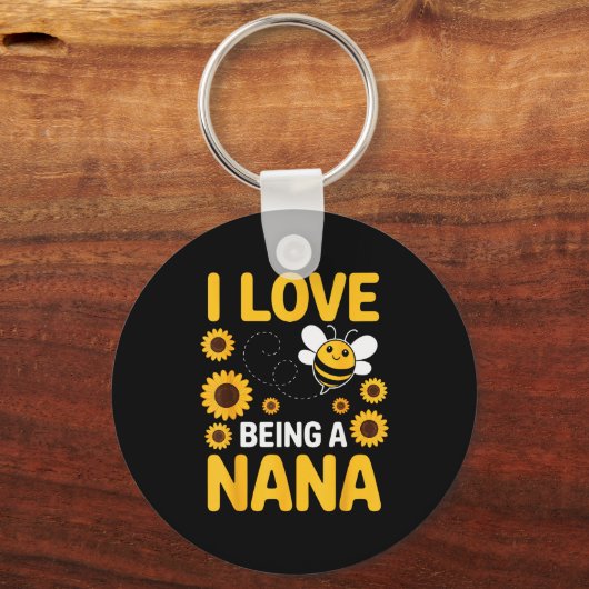 I Love Being A Nana Sunflower Bee Lover Funny Gran Schlüsselanhänger (Vorderseite)