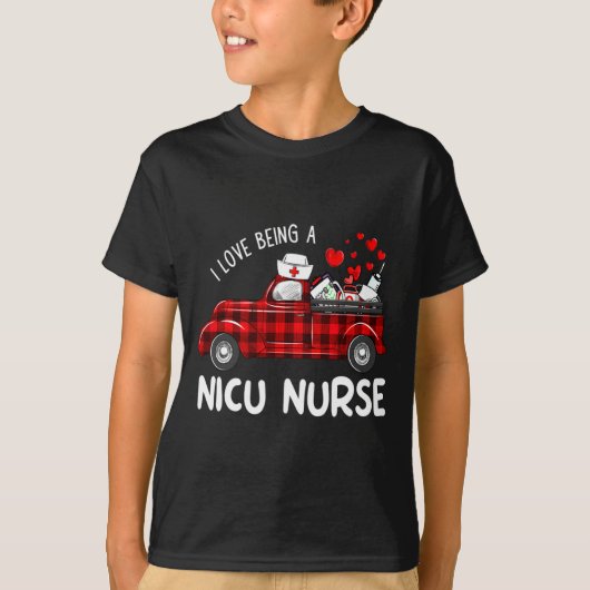 I Love Being A Nicu Nurse Valentine Buffalo Plaid T-Shirt (Vorderseite)