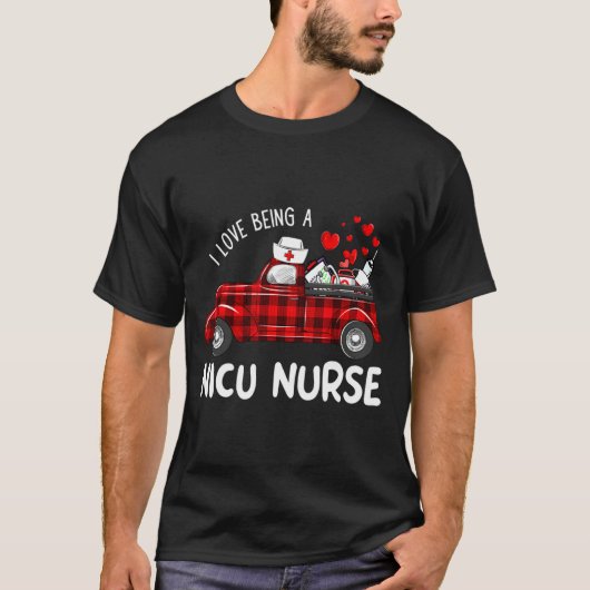 I Love Being A Nicu Nurse Valentine Buffalo Plaid T-Shirt (Vorderseite)